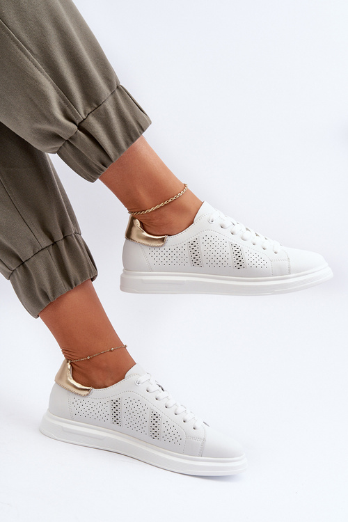 Biela dámska kožená obuv S.Barski LR760