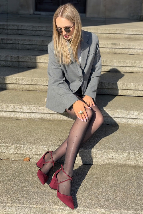 Lodičky S Špičatými Nosy A Ozdobenými Pásky Na Podpatku Bordové Verithas