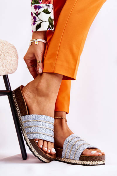 Dámské klasické pantofle s řetízkem Modré Maddy