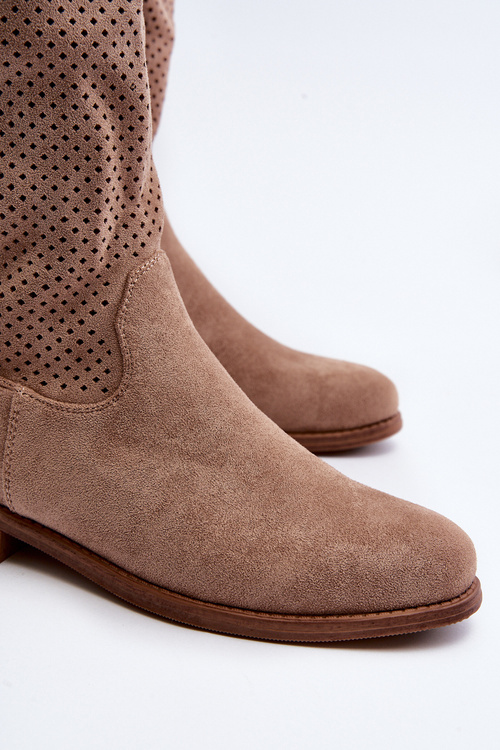 S.Barski HY66-139 Průsvitné Dámské Kozačky Beige