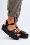 Dámske sandále na platforme s čiernym plstením Esalena