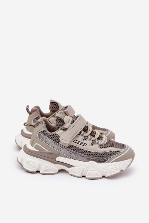 Tenisky Sportovní Boty Dětské Na Suchý Zip Khaki Ronivelle