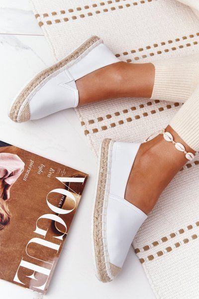 Kožené Espadrilky Na Pletené Podrážce Big Star HH274506 Bílé