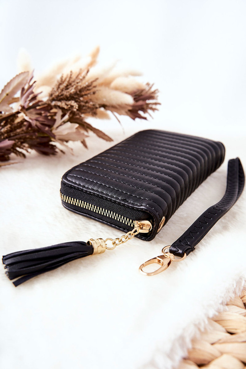 Prošívaná Peněženka Se Střapcem černá