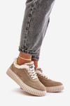 Kožené Dámske Sneakersy S Teplou Podšívkou Béžové Lee Cooper LCJ-24-01-2972