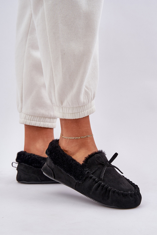 Dámske Papuče S Kožušinou Čierne Kleogoria