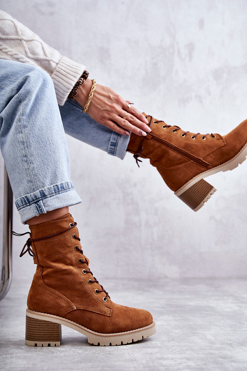 Dámské zateplené kozačky na vysokém podpatku Velbloud Julieta