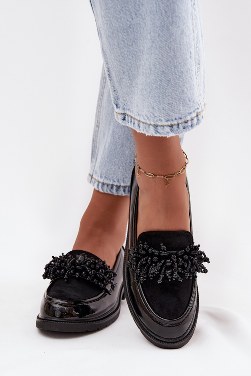 Dámské lakované mokasyny S.Barski HY52-369B Černé