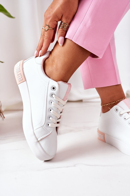 Dámske kožené tenisky Big Star II274033 White-ružová