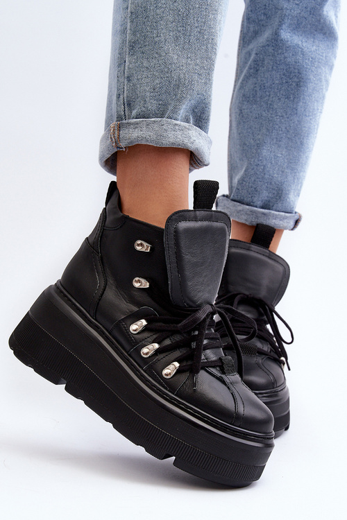 Zazoo 3416 Kožená dámska športová obuv čierna