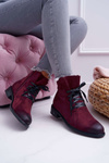 Dámské Kotníkové Boty na nízkém podpatku bordó Teref