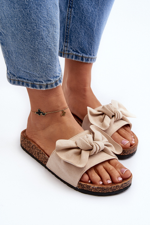 Dámské Pantofle S Mašlí Beige Ezephira