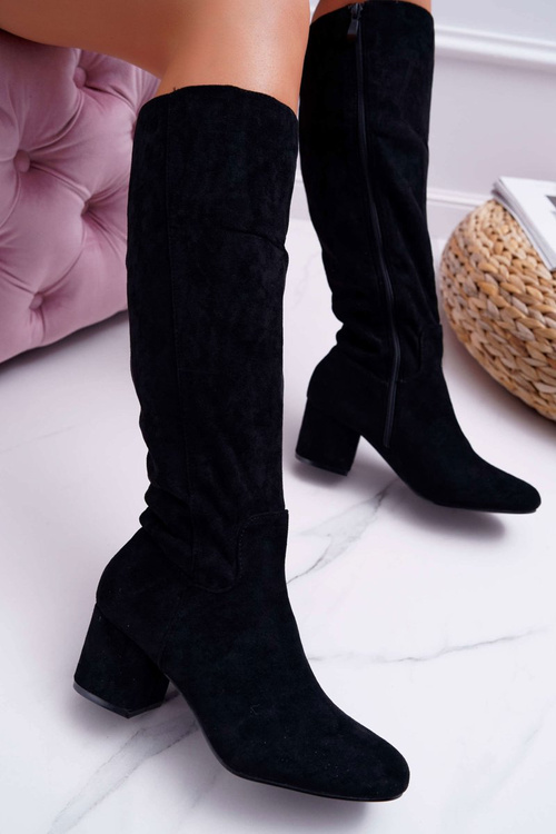 Dámské Kozačky Semišové Černé Twins