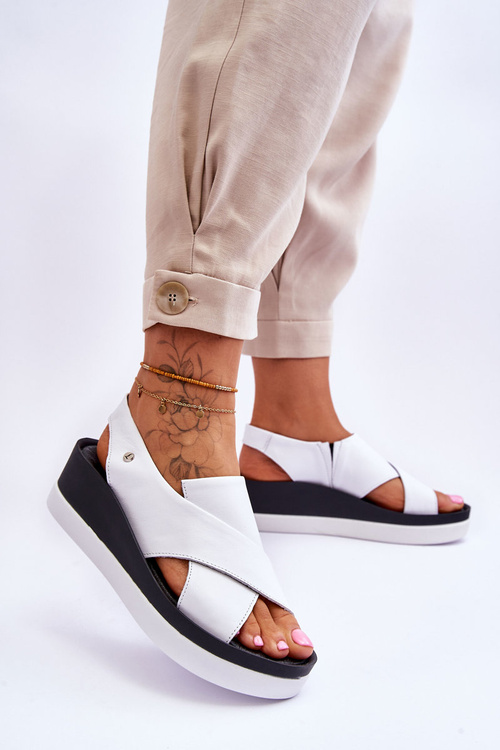 Biele sandále s koženými morganmi
