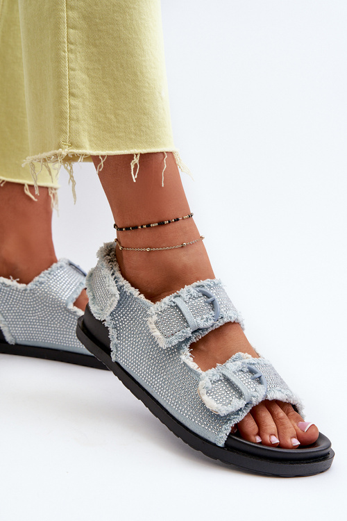 Dámské džínové zdobené sandály modré Irmale