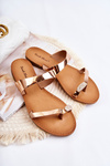 Ženské lakované flip -flops Pink Jimena Gold