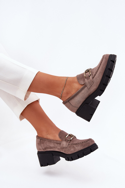 Eko Semišové Dámske Poltopánky S Ozdobou Ciemnobeżowe Vinceza 39921