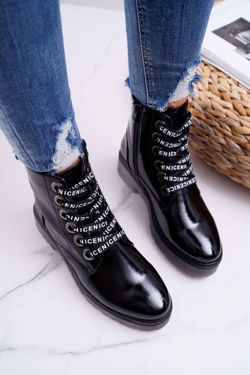 Dámske ploché topánky na päty maľované Glany Black Sergio Leone TR726