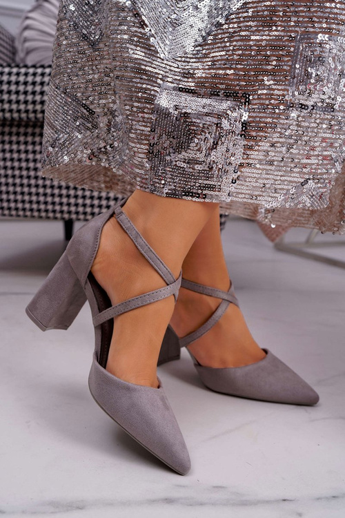 Dámské Lodičky Na Podpatku Semišové Šedé Future