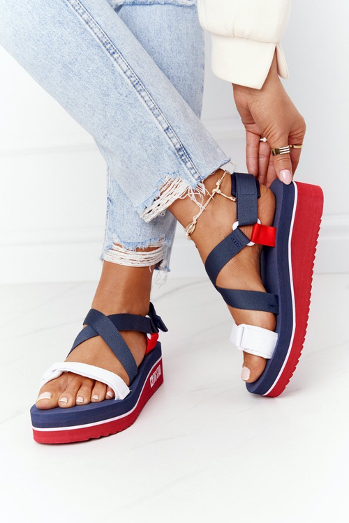 Veľká hviezda HH274A084 Navy Blue Wedge Sandals