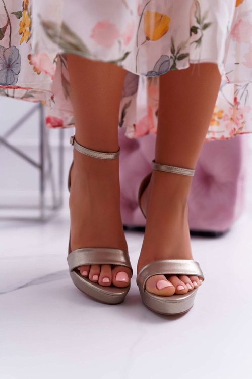 Dámské Sandály Na Podpatku Zlaté Ellania