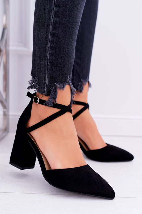 Dámské Lodičky Na Podpatku Semišové černé Traffic