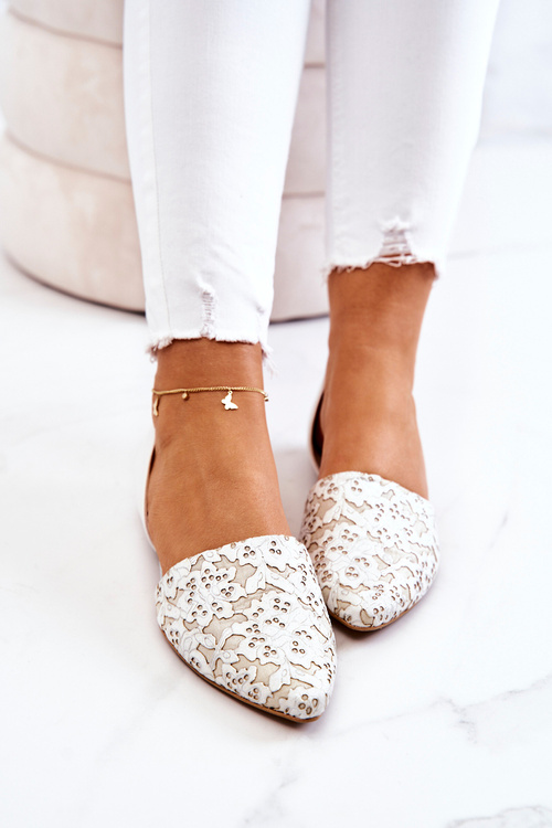 Elegantné kožené baleríny Laura Messi 1110 Béžová