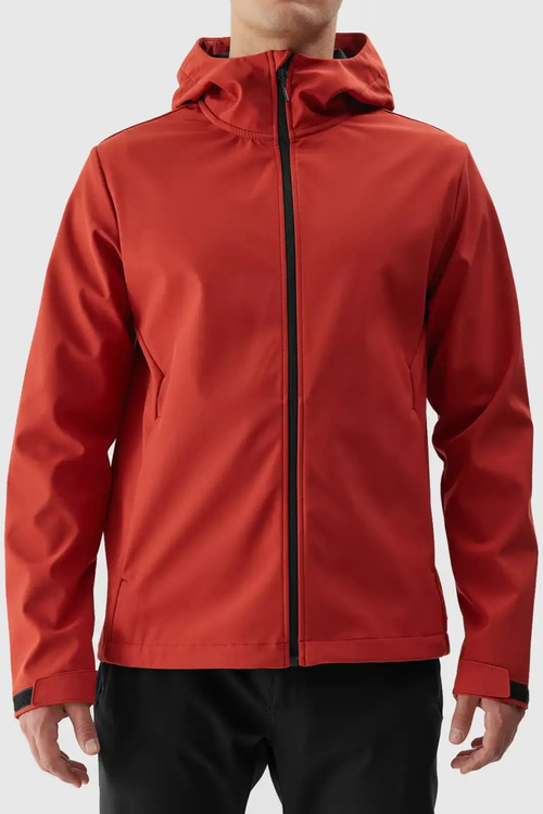 Pánska softshellová bunda s kapucňou červená 4F 4FWAW24TSOFM283-61S