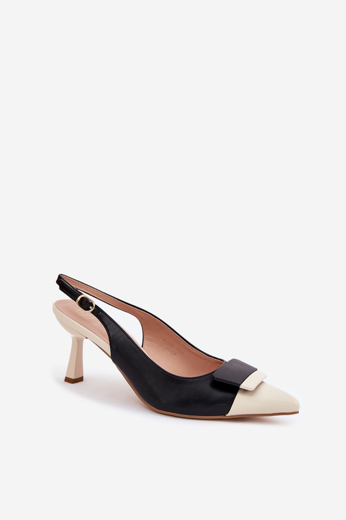 Elegantní Lodičky S Dekorací Eko Kožené Černé Ottoles