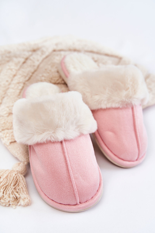 Dámské hladké pantofle s kožíškem Růžove Morisea