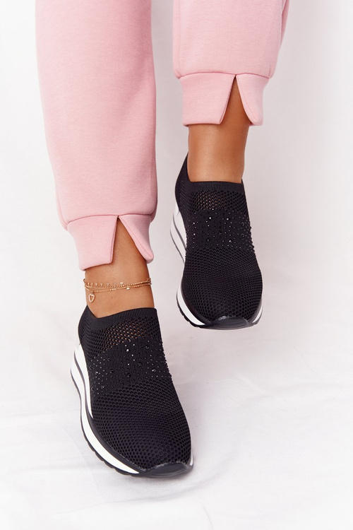 Prolamovane Klínové Tenisky Sneakers Slip-On Černé Sophia