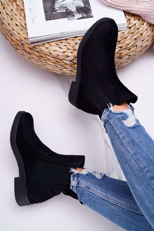 Dámske topánky semišové topánky Chelsea Black 8BT35-0585