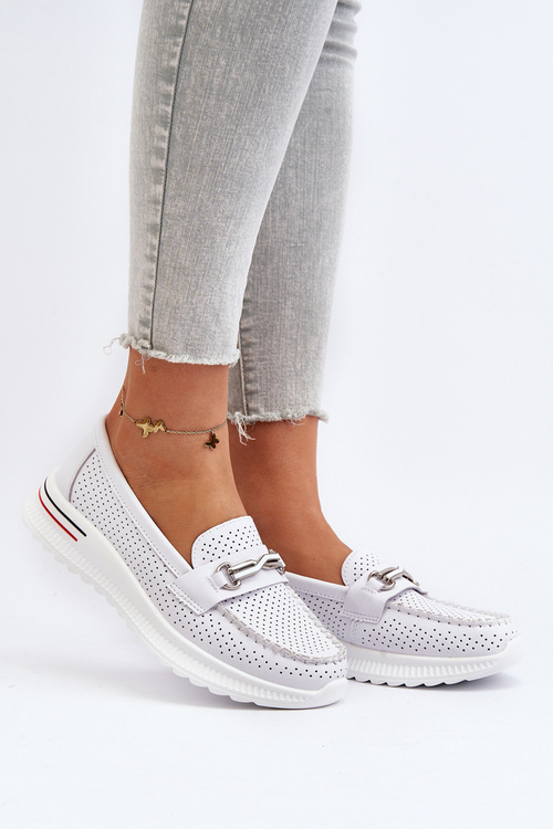 Biele dámske kožené mokasíny Veridinna