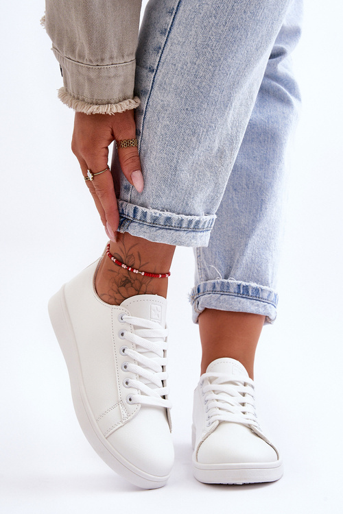 Dámske kožené klasické biele neobmedzené tenisky