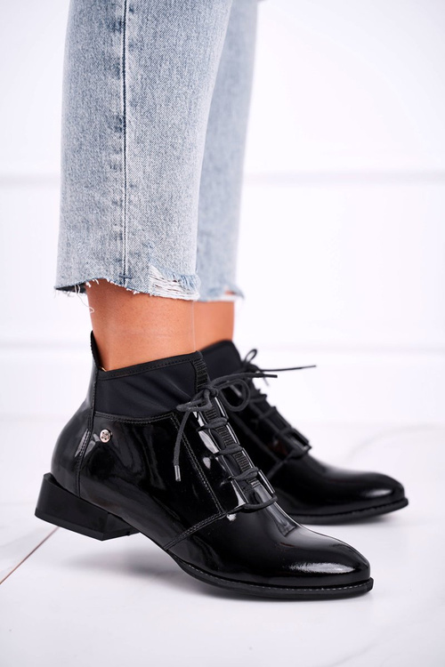 Dámske kožené topánky Maciejka Black Boots 04744-01