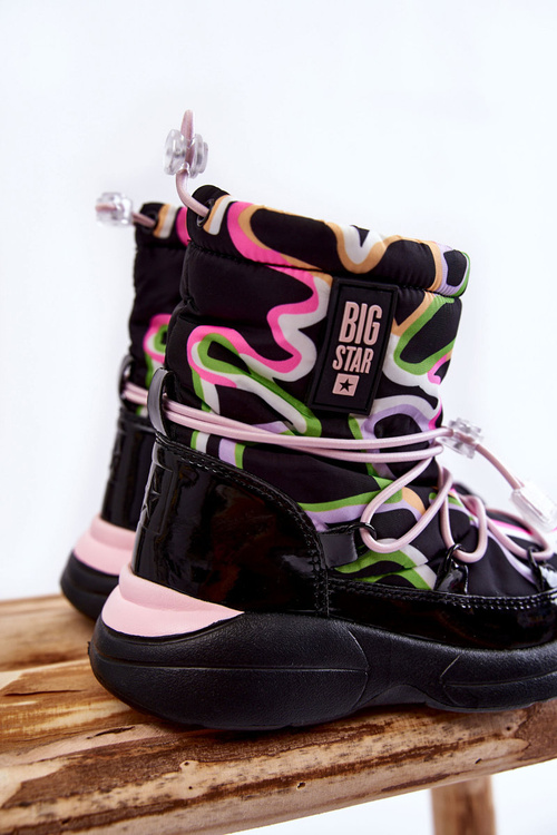 Dětské sněhule W Print Big Star KK374099 Černo-růžová