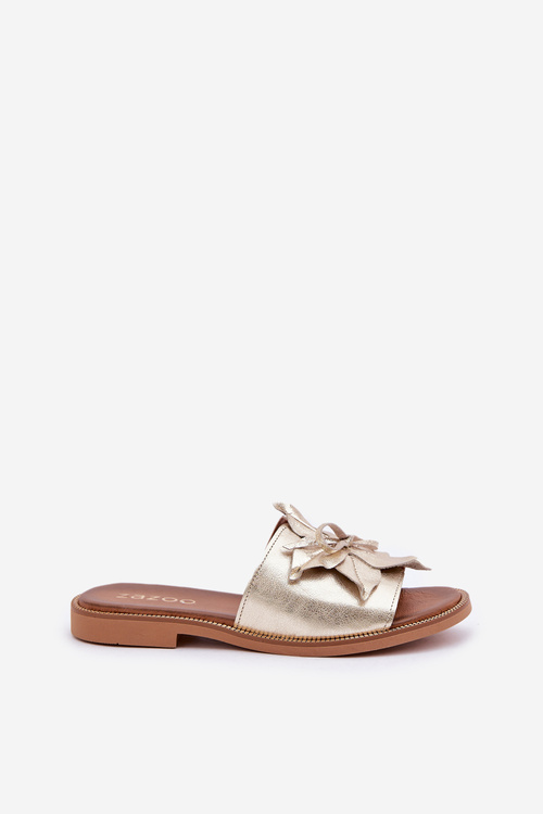 Pantofle S Dekorací Z Pravidelné Kůže Zazoo 3667 Zlaté