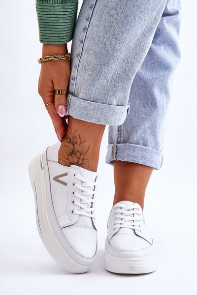 Dámska kožená športová topánka na platforme White Saul