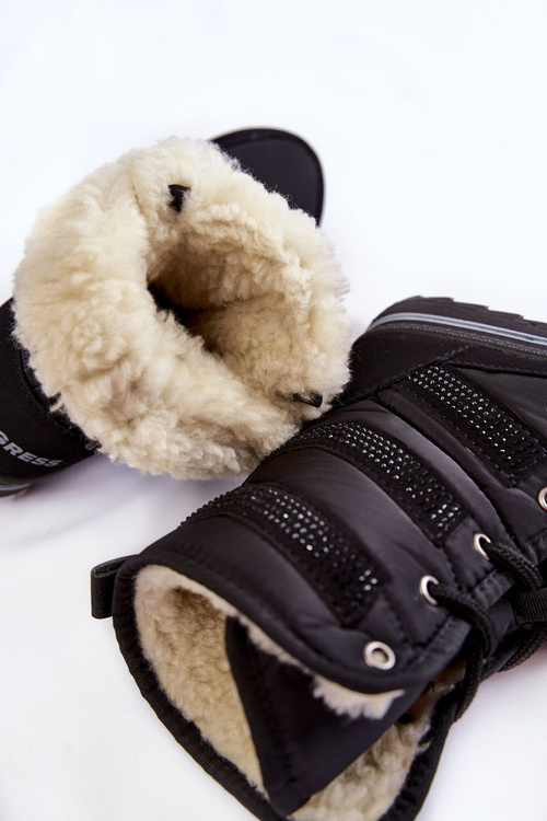 Ženské šnurované snehové topánky Progress progj-22-134 čierna