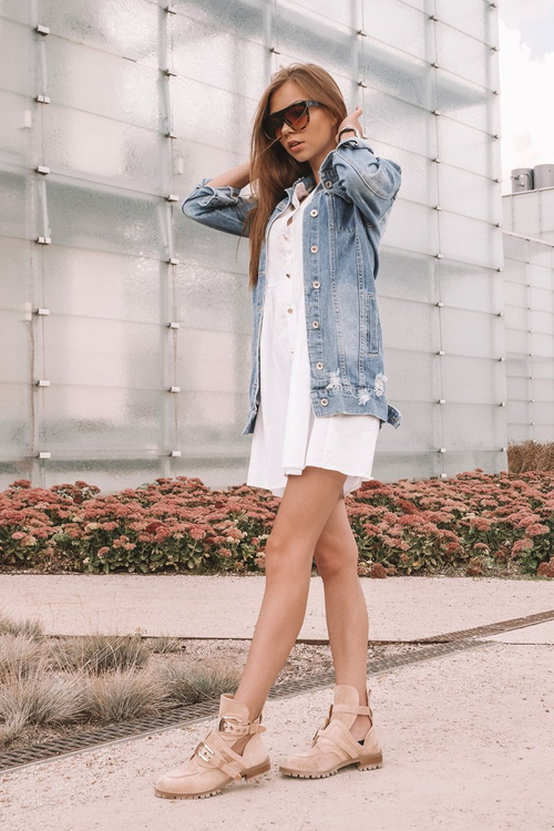 Lu Boo Beige Suede topánky s rockovými dievčenskými výrezmi