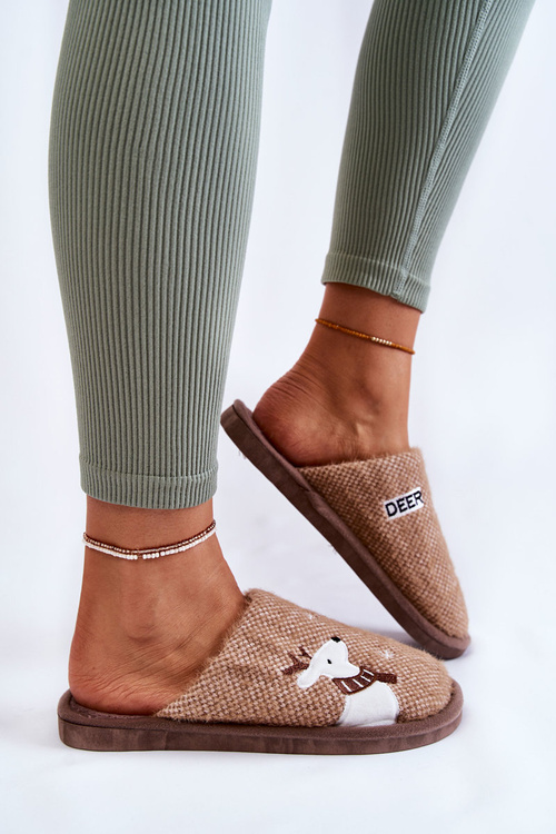 Dámské vánoční pantofle se soby Hněde Millio