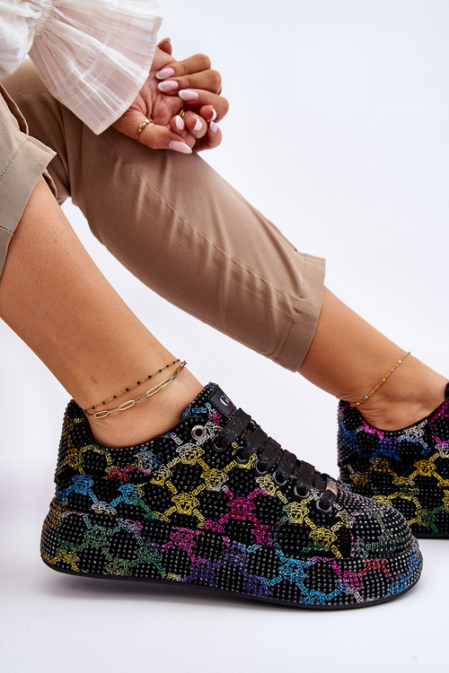 Dámske športové topánky s kamienkami goe ll2n4010 čierna