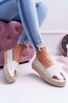Ženské espadrilles béžové ringer platforma