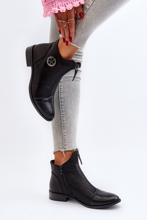 Dámské kotníčkové boty na ploché podrážce se zipem béžové Loratie