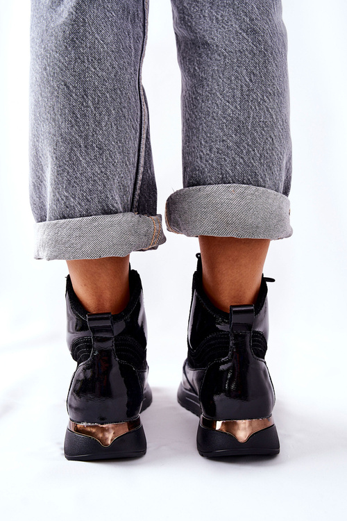 Vysoké Kožené Sportovní Tenisky černé Chocci