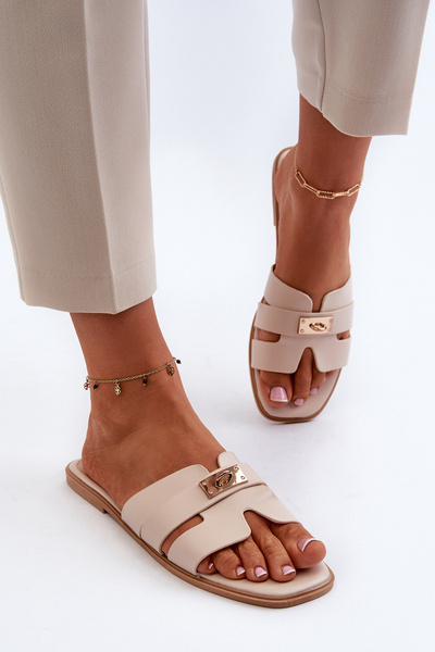 Dámske ploché sandále s ozdobou béžové Kavinia