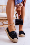 Ženské čipky espadrilles s dekoráciou čierny letný sen