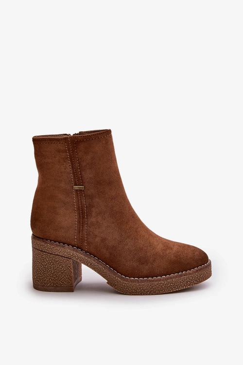 Dámske Čižmy Na Opätku Izolované Eko Semišové Khaki Arkesia