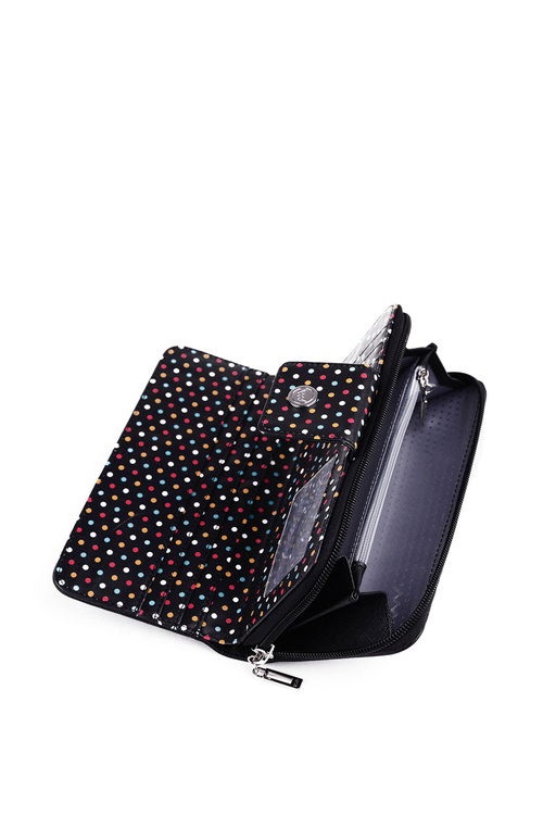 Velká dámská peněženka na zip Tečky Černý Huntress