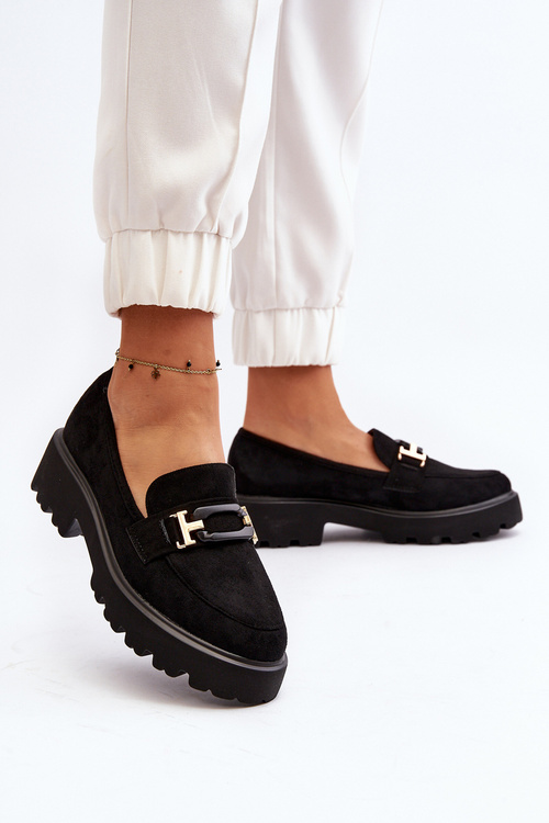 Dámske mokasíny s ozdobou čierne Omavia